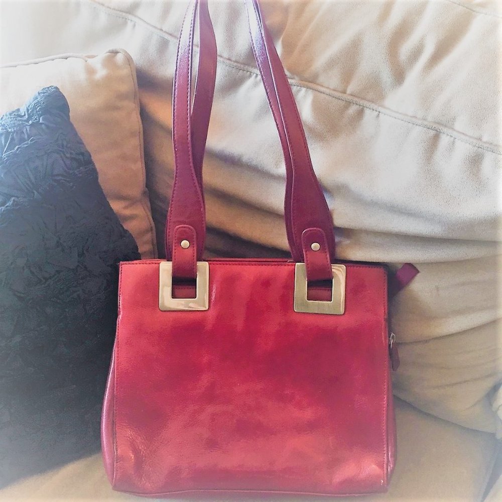 Vintage Medium Size Red Satchel Purse